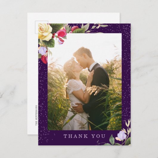 エレガントフローラダーク結婚パープルの写真 ポストカード (正面/裏面)