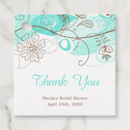 エレガントフローラツイストブライダルシャワーターコイズ フェイバータグ