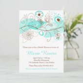 エレガントフローラツイストブライダルシャワー（緑） 招待状 (スタンド正面)