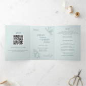 エレガントフローラティール(緑がかった色)結婚式招待状 三つ折りクリスマスカード (内部)