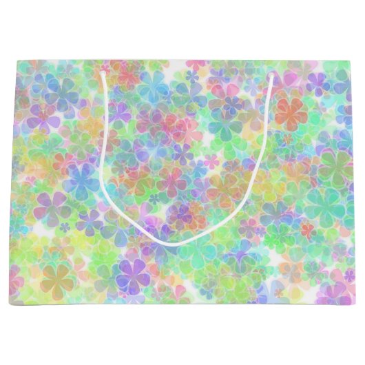 エレガントフローラテンプレート抽象芸術カラフル花 ラージペーパーバッグ (正面)