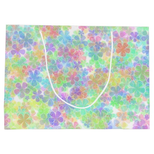 エレガントフローラテンプレート抽象芸術カラフル花 ラージペーパーバッグ (裏面)