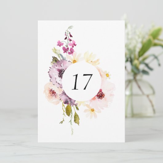 エレガントフローラテーブル番号カード 招待状 (スタンド正面)