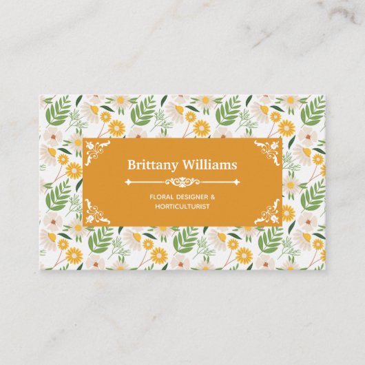 エレガントフローラデイジー植物園模様 名刺 (正面)