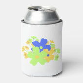 エレガントフローラデザインイン青緑イエロー 缶クーラー (缶正面)