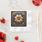 エレガントフローラデザイン強調金ゴールド詳細 縁ありカクテルナプキン (インサイチュ)