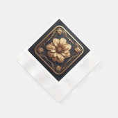 エレガントフローラデザイン強調金ゴールド詳細 縁ありカクテルナプキン (角)