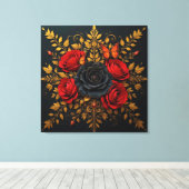 エレガントフローラデザイン キャンバスプリント (インサイチュ (ウッドフロア))