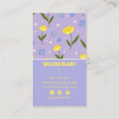 エレガントフローラデザイン – 紫と黄のテーマ 名刺 (裏面)