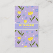 エレガントフローラデザイン – 紫と黄のテーマ 名刺 (正面)