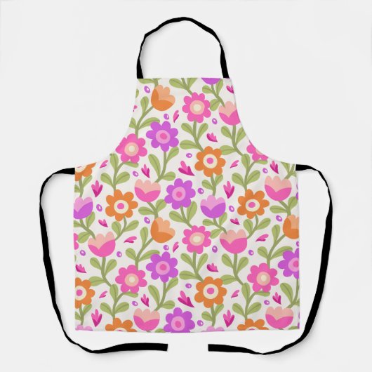 エレガントフローラデザイン – 美しくカスタマイズ可能 エプロン (正面)