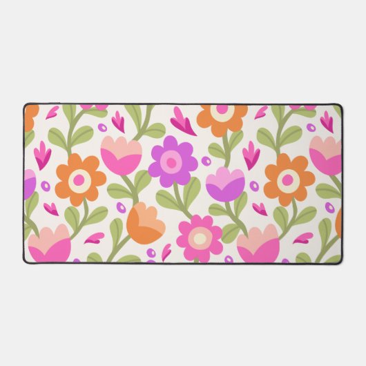 エレガントフローラデザイン – 美しくカスタマイズ可能 デスクマット (正面)