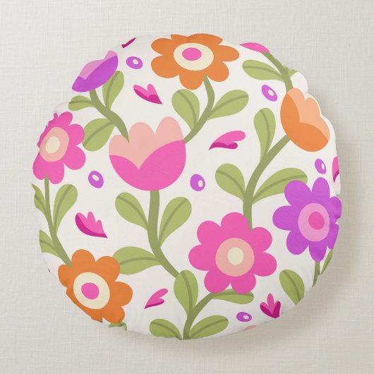 エレガントフローラデザイン – 美しくカスタマイズ可能 ラウンドクッション (正面)