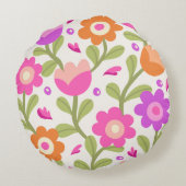 エレガントフローラデザイン – 美しくカスタマイズ可能 ラウンドクッション (裏面)