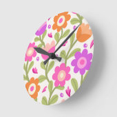 エレガントフローラデザイン – 美しくカスタマイズ可能 ラウンド壁時計 (傾斜)