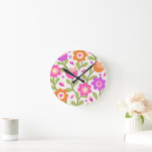 エレガントフローラデザイン – 美しくカスタマイズ可能 ラウンド壁時計 (ホーム)