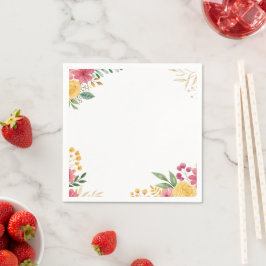 エレガントフローラデュアルネームブライダル紙 スタンダードカクテルナプキン