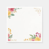 エレガントフローラデュアルネームブライダル紙 スタンダードカクテルナプキン (正面)