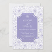 エレガントフローラトイル薄紫パープル結婚ズ 招待状 (正面)