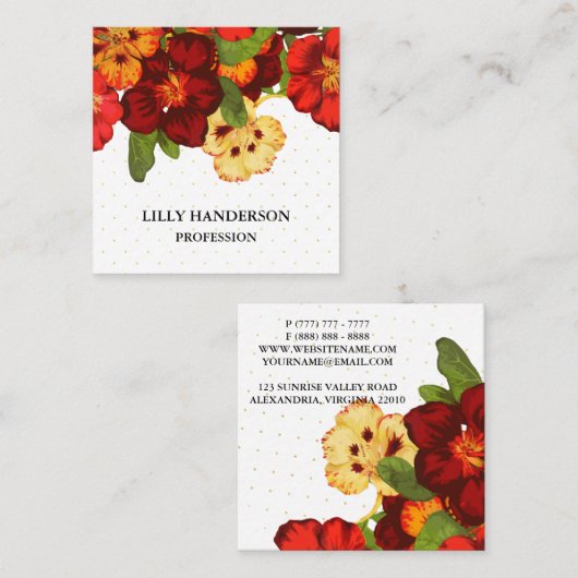 エレガントフローラトレンディー スクエア名刺 (正面/裏面)