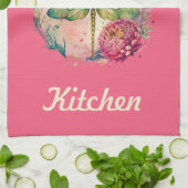 エレガントフローラトンボと名前をカスタムする キッチンタオル (折り畳み)