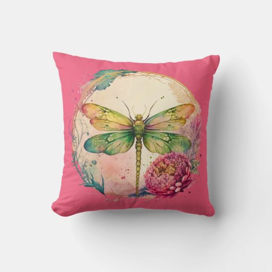 エレガントフローラトンボと名前をカスタムする クッション (正面)