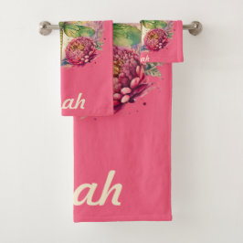 エレガントフローラトンボと名前をカスタムする バスタオルセット