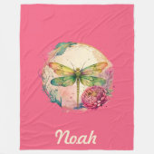 エレガントフローラトンボと名前をカスタムする フリースブランケット (正面)