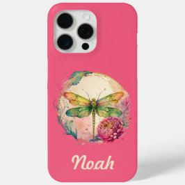 エレガントフローラトンボと名前をカスタムする iPhone 15 PRO MAXケース