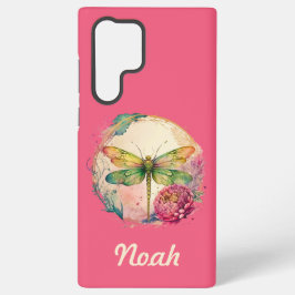 エレガントフローラトンボと名前をカスタムする SAMSUNG GALAXY S22 ULTRAケース