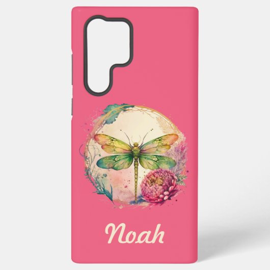 エレガントフローラトンボと名前をカスタムする SAMSUNG GALAXYケース (裏面)