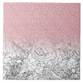 エレガントフローラドールピンクのグラデーショングリッターイメージ タイル (正面)