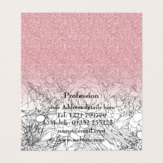 エレガントフローラドールピンクのグラデーショングリッターイメージ 名刺 (内部フラット)