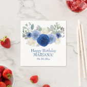 エレガントフローラネイビーブルーフローラ誕生会 スタンダードカクテルナプキン (インサイチュ)