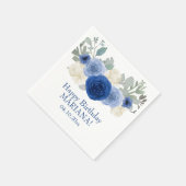エレガントフローラネイビーブルーフローラ誕生会 スタンダードカクテルナプキン (角)