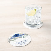 エレガントフローラネイビーブルーフローラ誕生会 ラウンドペーパーコースター (インサイチュ)
