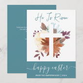 エレガントフローラハッピーイースタークロスクリスチャン シーズンカード (正面/裏面)