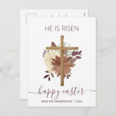 エレガントフローラハッピーイースタークロスクリスチャン シーズンポストカード (正面/裏面)