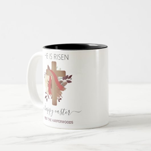 エレガントフローラハッピーイースタークロスクリスチャン ツートーンマグカップ (正面左)