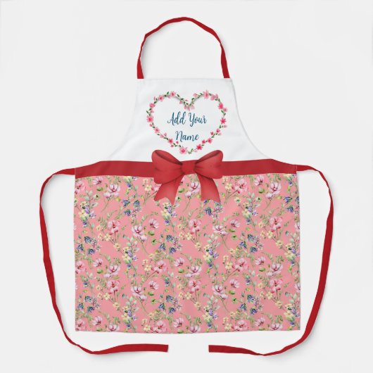 エレガントフローラハートフレーム：すべての大事な行事 エプロン (正面)