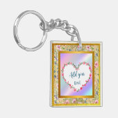 エレガントフローラハートフレーム:すべての大事な行事 キーホルダー (正面左)