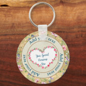 エレガントフローラハートフレーム:すべての大事な行事 キーホルダー (正面)