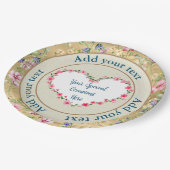 エレガントフローラハートフレーム:すべての大事な行事 ペーパープレート (アングル)