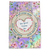 エレガントフローラハートフレーム:すべての大事な行事 ミディアムペーパーバッグ (裏面)