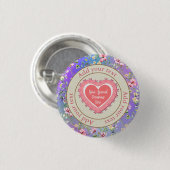 エレガントフローラハートフレーム：すべての大事な行事 缶バッジ (正面&裏面)