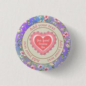 エレガントフローラハートフレーム：すべての大事な行事 缶バッジ (正面)