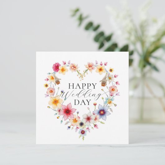 エレガントフローラハート春の結婚式挨拶 カード (スタンド正面)