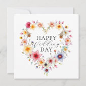 エレガントフローラハート春の結婚式挨拶 カード (正面)