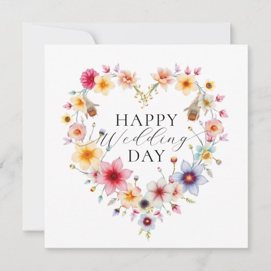エレガントフローラハート春の結婚式挨拶 カード (正面)