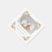 エレガントフローラバプテスマ写真 スタンダードカクテルナプキン (角)